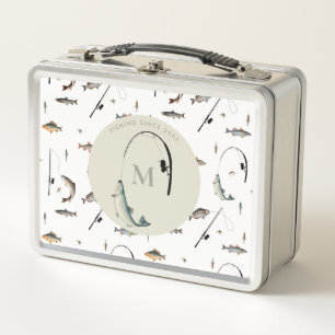 Lunch Box Pêche Rod & Reel Poisson Thème Pêcheur Monogramme