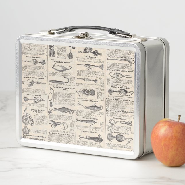 Lunch Box Pêche vintage leures : pêcheur d'antiquité des ann (En situation)