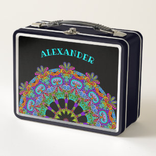 Lunch Box Peinture à la main Mandala Horloge Face 24