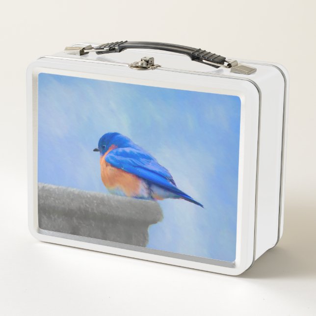 Lunch Box Peinture Bluebird - Art original pour oiseaux (Devant)
