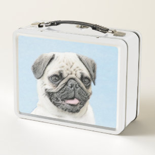 Lunch Box Peinture de Carlin - Art Original Mignon de Chien