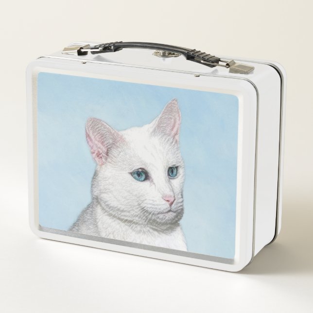 Lunch Box Peinture de chat blanc - Cute Original Cat Art (Dos)