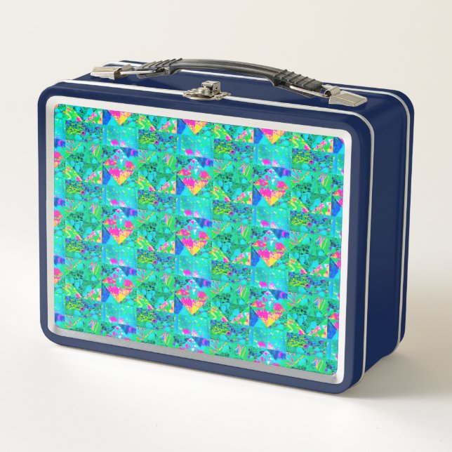 Lunch Box Peinture de courtepointe avec Hydrangea et Blues (Devant)