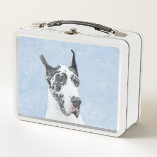 Lunch Box Peinture de Great Dane (Harlequin) - Art original 