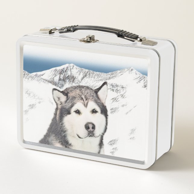 Lunch Box Peinture de malamut en Alaska - jolie art original (Devant)