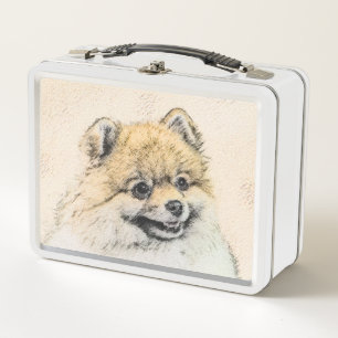 Lunch Box Peinture de Pomeranian (Orange) - Art de Chien Ori