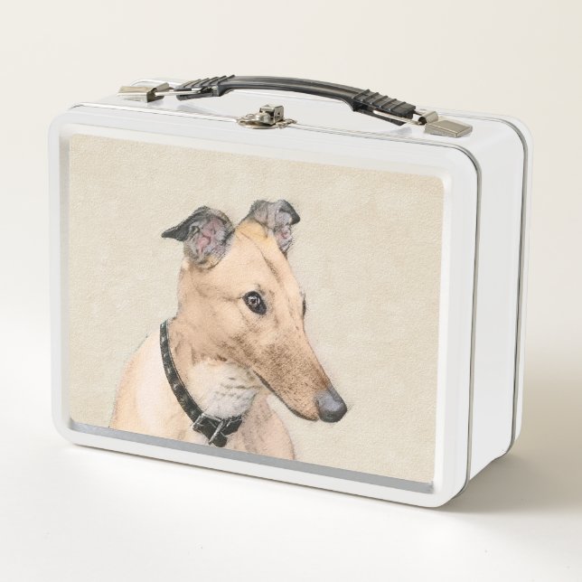 Lunch Box Peinture Greyhound - Cute Original Chien Art (Devant)