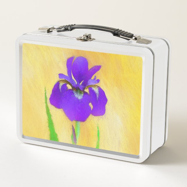 Lunch Box Peinture Iris à pois pourpre - Chien original mign (Devant)
