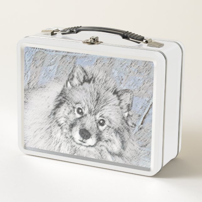 Lunch Box Peinture Keeshond Beth - Joli art original chien (Devant)