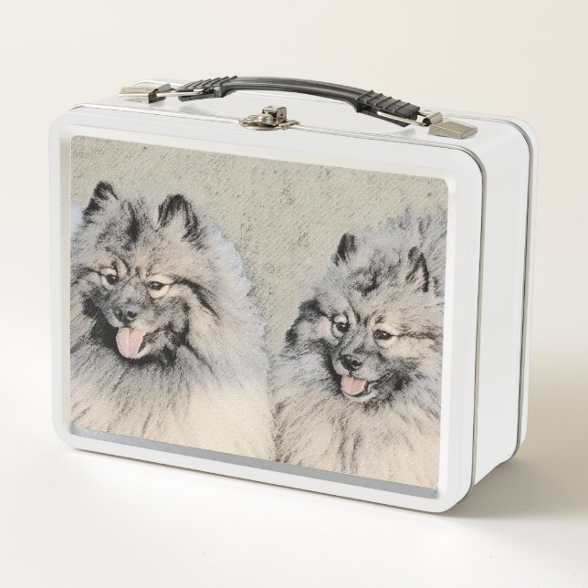 Lunch Box Peinture Keeshond Brothers - Art Chien original (Devant)