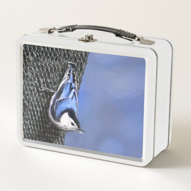 Lunch Box Peinture Nuthatch à poitrine blanche Art original (Devant)