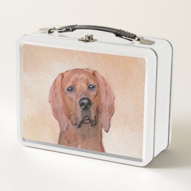 Lunch Box Peinture sur pilon rouge - jolie art original chie (Devant)