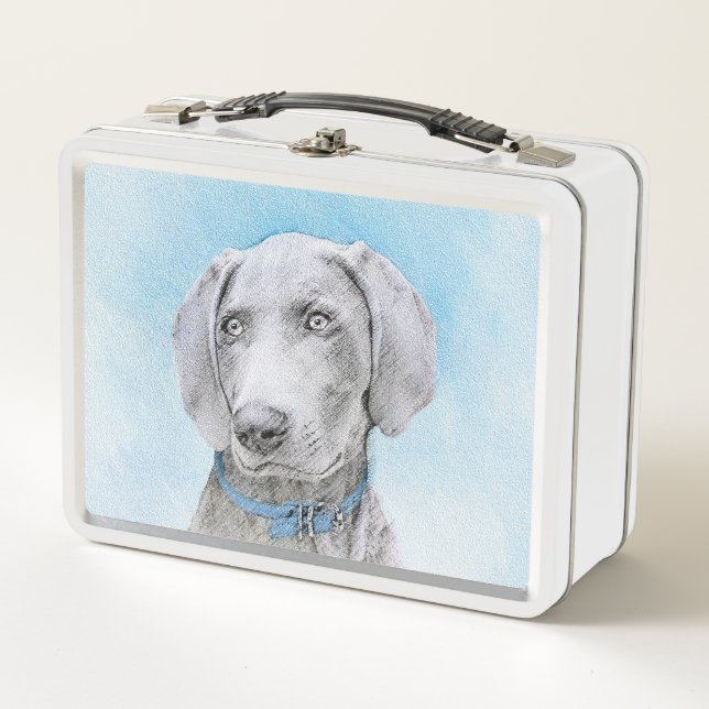 Lunch Box Peinture Weimaraner - Joli art original chien (Devant)