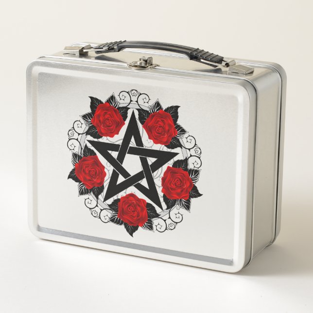 Lunch Box Pentagramme aux roses rouges (Devant)