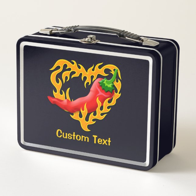 Lunch Box Pepper chili avec boîte à lunch en métal de coeur  (Devant)