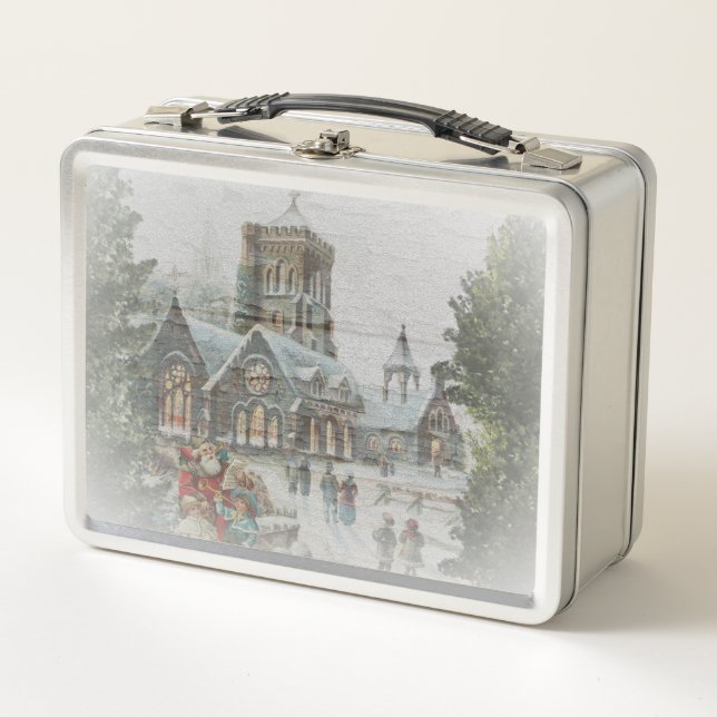 Lunch Box Père Noël d'autrefois avec des enfants devant une  (Devant)