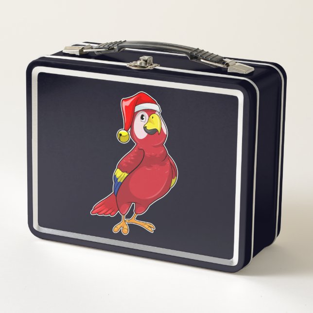 Lunch Box Perroquet avec chapeau de Père Noël (Devant)
