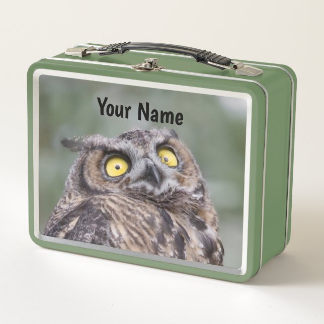 Lunch Box Personalized Cute Wide-Eyed Owl (Devant)