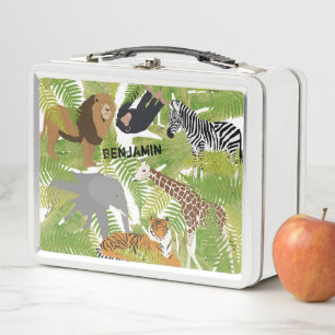 Lunch Box Personnalisé Cute Jungle Animaux Safari Garçon   F