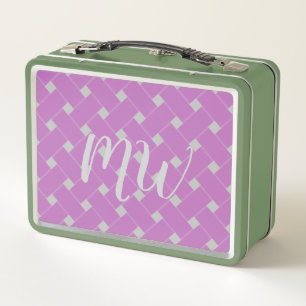 Lunch Box Personnalisé Monogramme Doux violet, Motif de tiss