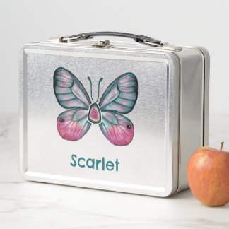 Lunch Box Personnalisé Octobre Pink verre papillon Art
