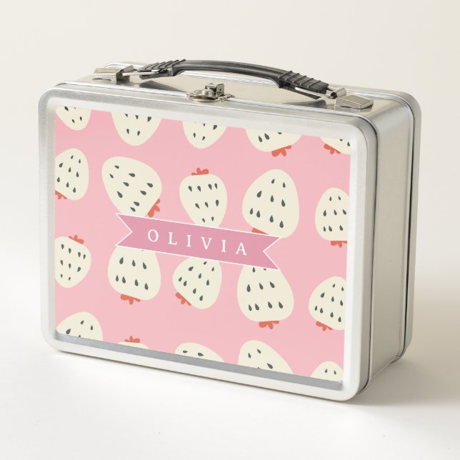 Lunch Box Personnalisé Rose Fruité Nom de fille Mignon (Devant)