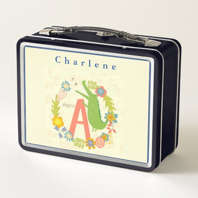 Lunch Box Personnaliser l'alligator de la série Alphabet ani (Dos)