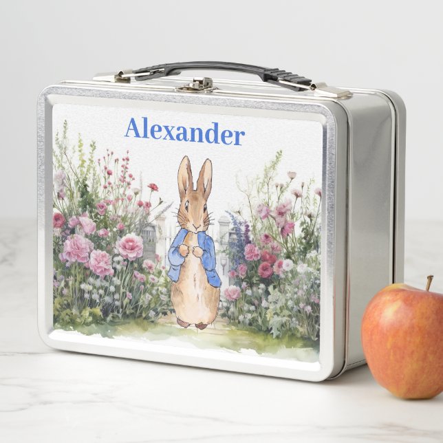 Lunch Box Personnaliser le nom de l'enfant Pierre le lapin (En situation)