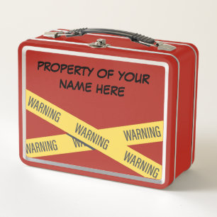 Lunch Box Personnaliser "Propriété de" avec bande d'avertiss