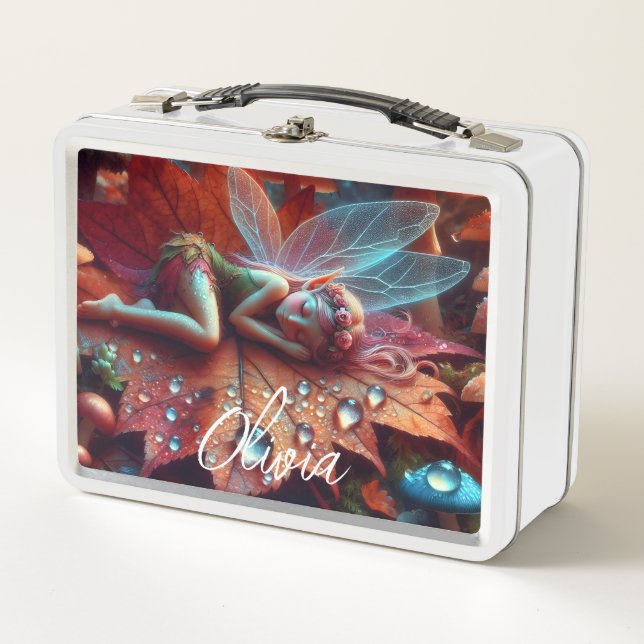 Lunch Box Petite Fée Capricieuse Endormie sur une Feuille (Devant)