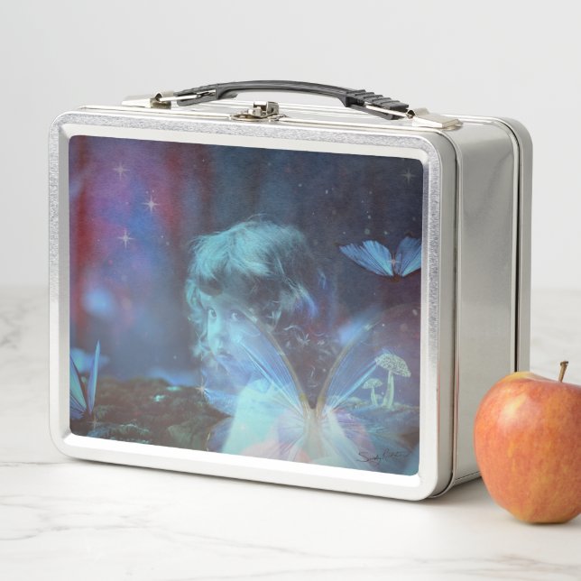 Lunch Box Petite Papillon Bleu Fée Imaginaire Artwork (En situation)