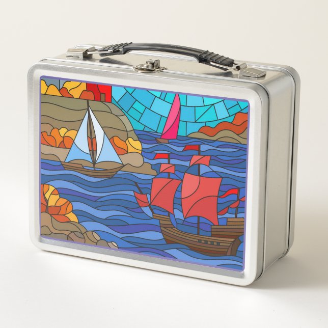 Lunch Box Phare et navires rouges et blancs (Devant)