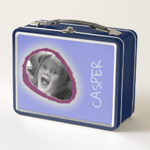 Lunch Box Photo faite sur commande bleue et nom