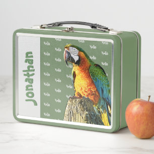 Lunch Box Photo "Hello" orange Turquoise jaune et verte de p