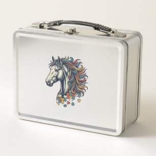 Lunch Box Pièce de puzzle de cheval coloré T-Shirt gravure v