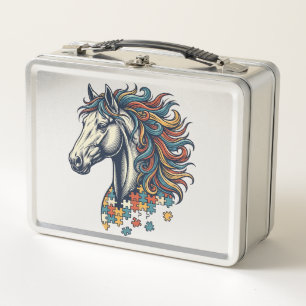 Lunch Box Pièce de puzzle de cheval coloré T-Shirt gravure v