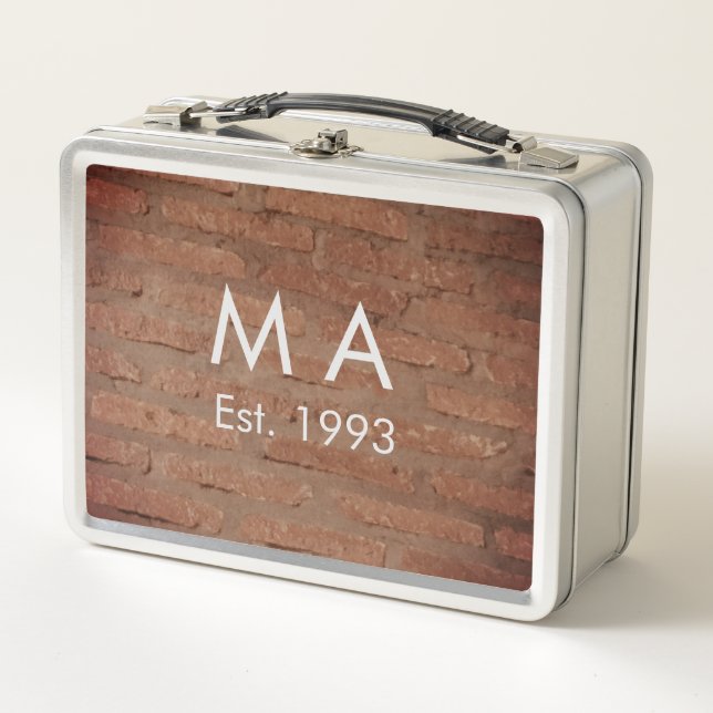 Lunch Box pierre de brique rustique Brown ajouter le nom let (Devant)