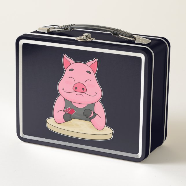 Lunch Box Pig au Poker avec cartes de Poker (Devant)