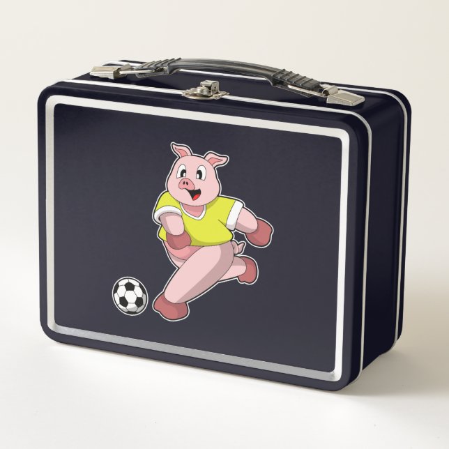 Lunch Box Pig comme joueur de football avec Soccer (Devant)