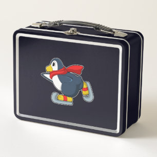 Lunch Box Pingouin au patinage sur glace avec patins sur gla