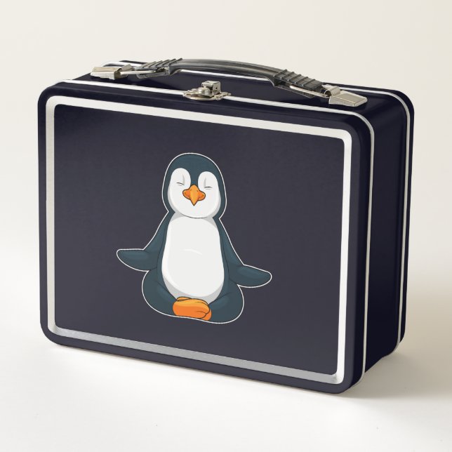 Lunch Box Pingouin au Yoga Fitness en Assis (Devant)