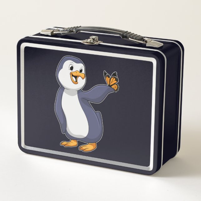 Lunch Box Pingouin avec papillon (Devant)