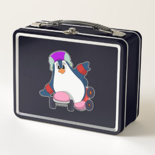 Lunch Box Pingouin comme Patineur Inline avec Patins Inline