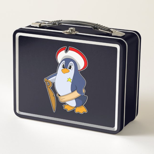 Lunch Box Pingouin comme pirate avec Casquette (Devant)