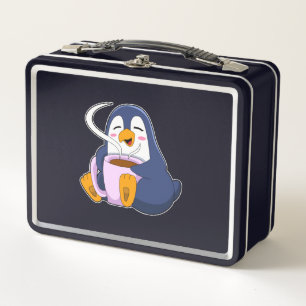 Lunch Box Pingouin with Cup of Coffee
