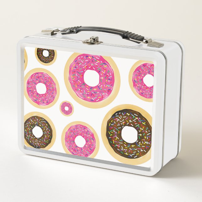 Lunch Box Pink & Brown Sprinkt Donuts Moderne Amusant mignon (Devant)