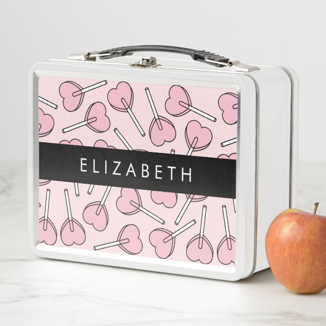 Lunch Box Pink Lollipops, Heart Lollipops, Lolly, Your Name (En situation)