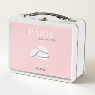 Lunch Box Pink Paris Travel Art Pastel Preppy Macarons