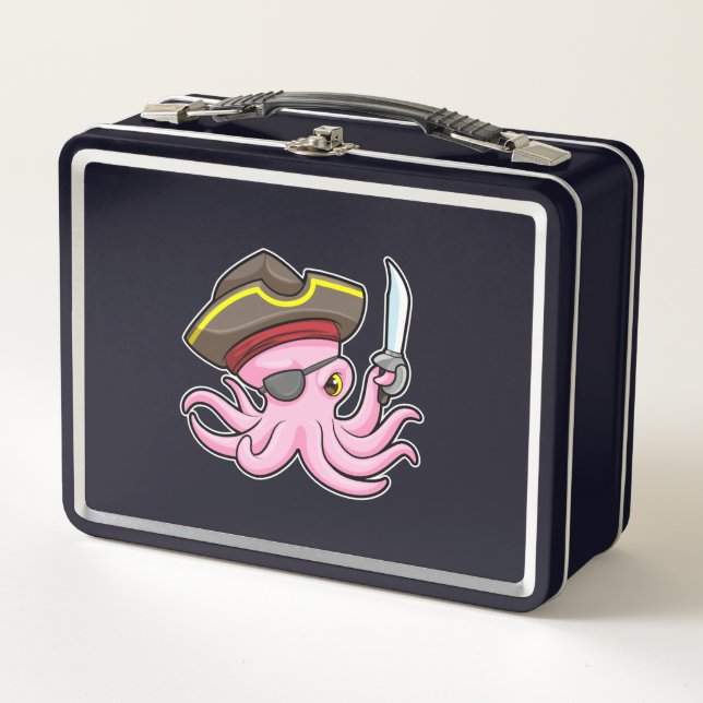 Lunch Box Pirate de pieuvre avec patch Sabre et Oeil (Devant)
