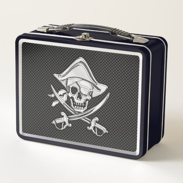Lunch Box Pirate souriant d'argent sur le style fibre de car (Devant)
